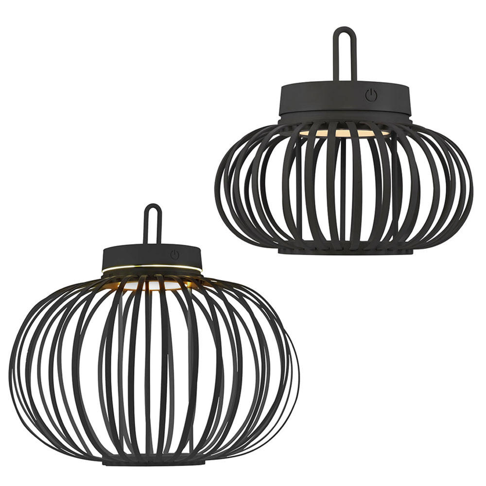 LED PENDEL-/TISCHLEUCHTE GABBIA, Bambus, Schwarz, 2er Set - Schwarz, Holz (36/36/33cm)