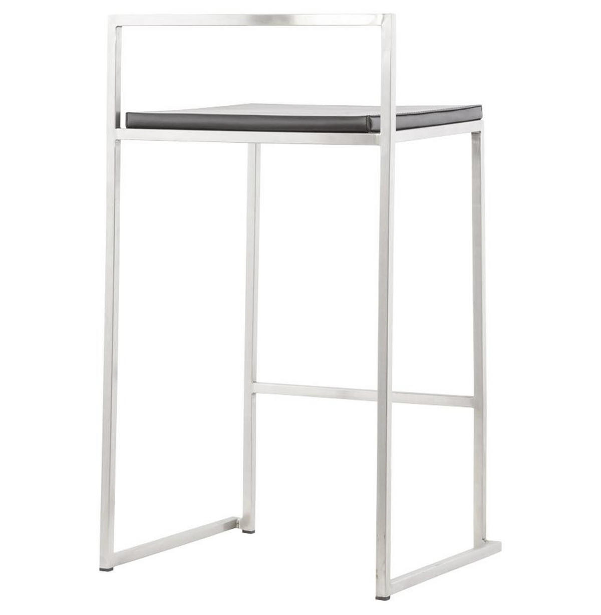 BARHOCKER Kunstleder Stahlrahmen Sitzhöhe 65cm Industrial LEXARIX MINI, Schwarz 44x41x76,5 cm - Silberfarben/Schwarz, Kunststoff/Textil (43/77/41cm) - KADIMA DESIGN