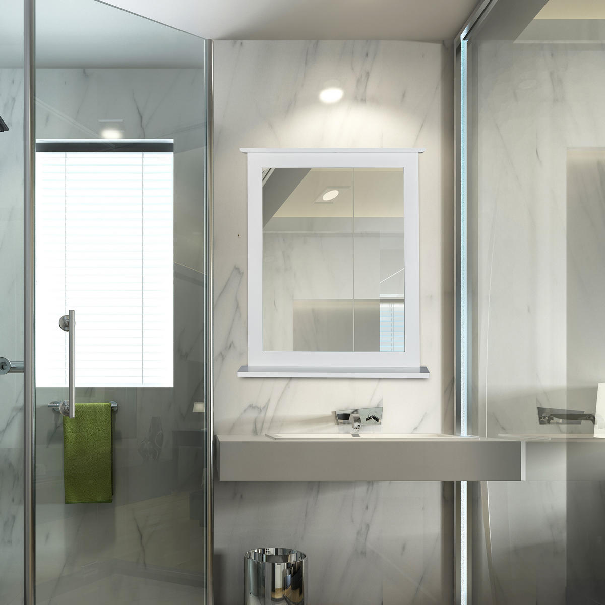 WANDSPIEGEL - Silberfarben, Glas/Holz (56/68/10cm) - Relaxdays