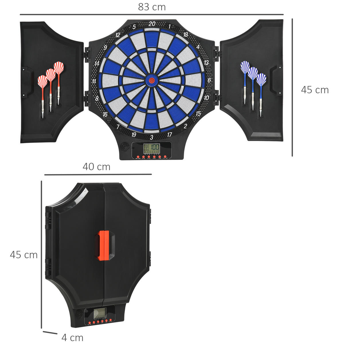 ELEKTRONISCHE Dartscheibe - Schwarz, Kunststoff (45/4/83cm) - SPORTNOW