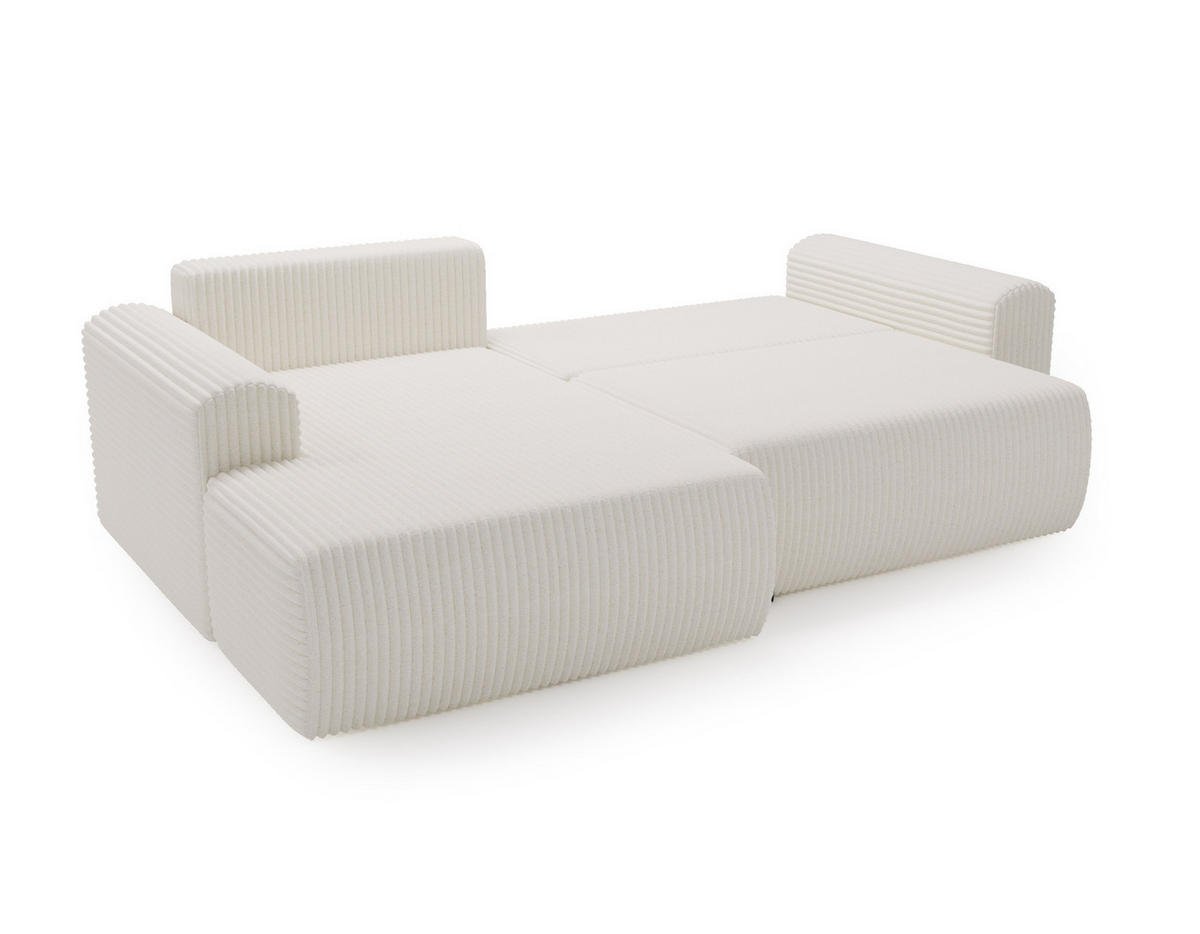 ECKSOFA Linea Weiß, Sofa mit Schlaffunktion, linke seite - Weiß, Holzwerkstoff/Textil (257/177cm) - Bettso