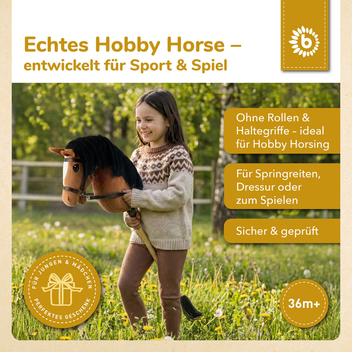 HOBBY-HORSE Steckenpferd Fuchs Größe M - Braun, Textil (35/79cm) - Bieco Spielwaren