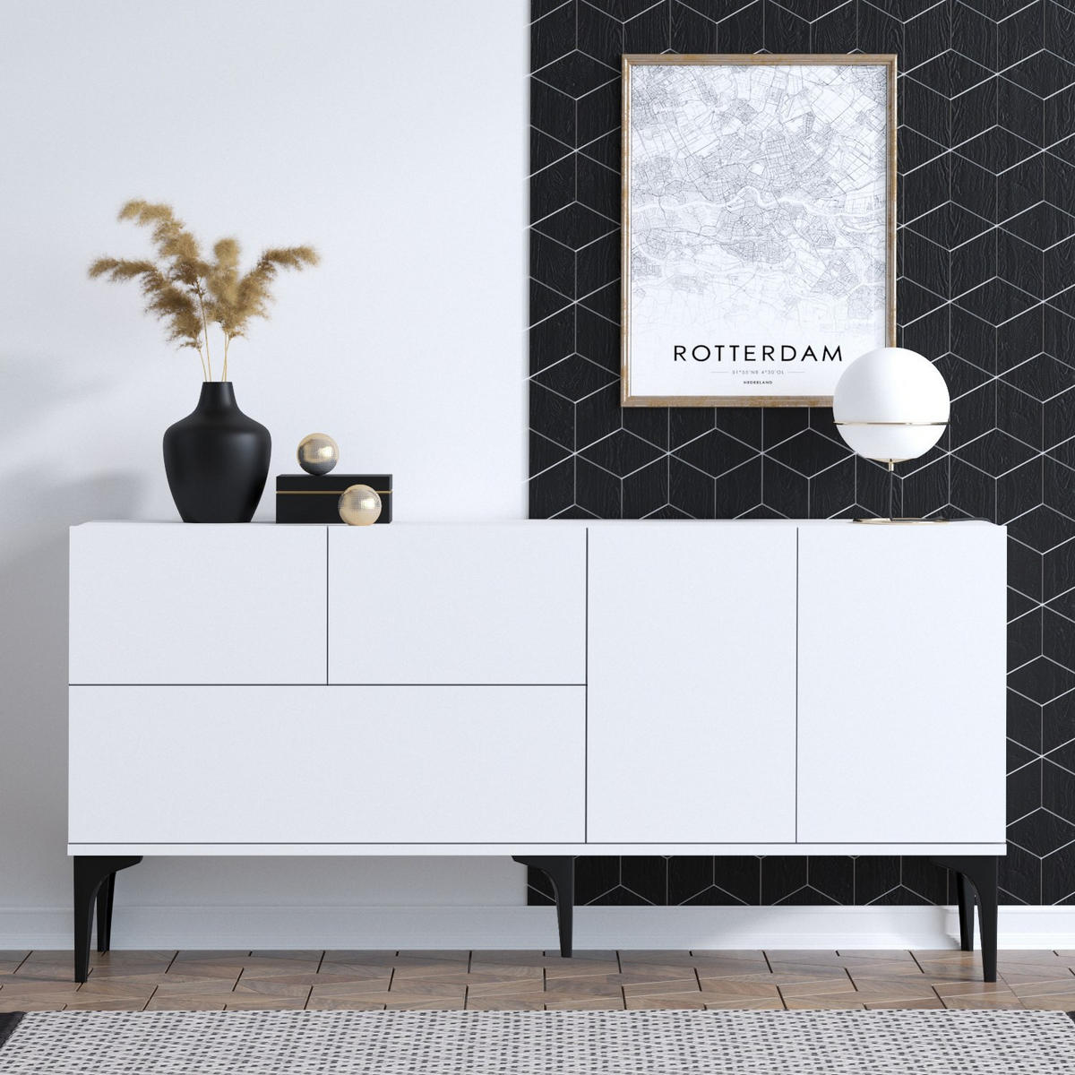 BUFFETSCHRANK ginny weiss - Weiß, Holz (35/75/150cm) - Habitat Garten
