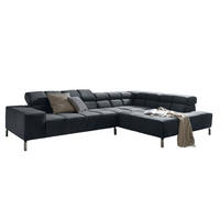 ECKSOFA MIT RELAXFUNKTION NELSON Schwarz Velvet - Silberfarben/Schwarz, Textil (321/116cm) - KAWOLA