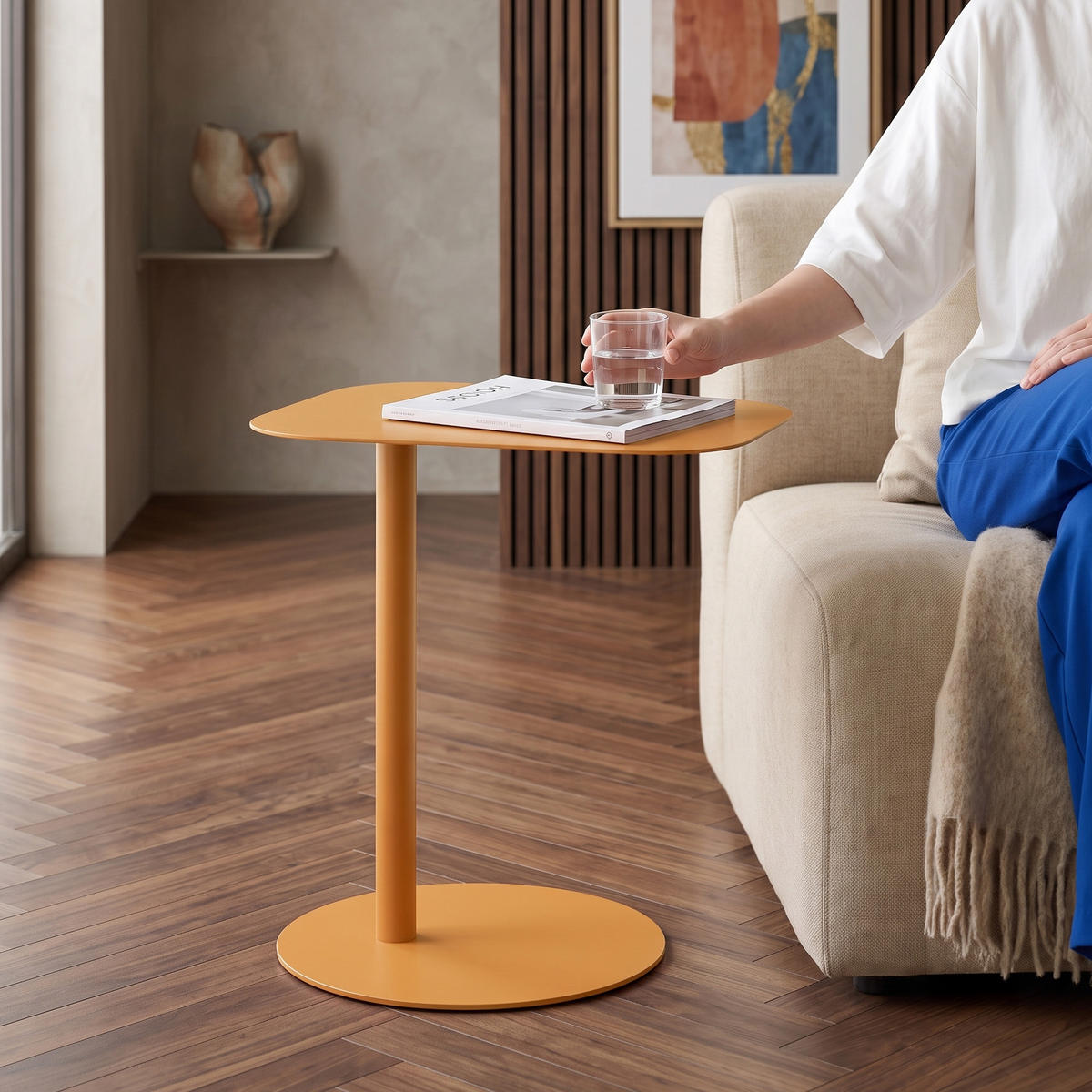 BEISTELLTISCH Nastätten - Orange, Metall (38/50/50cm) - [en.casa]