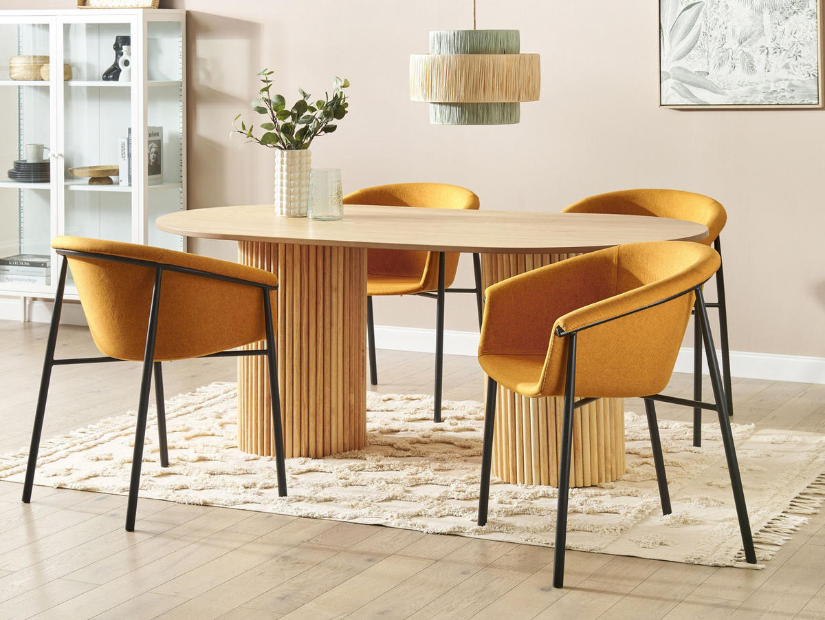 ESSZIMMERSTUHL 2er-Set Polyester Orange Ames - Orange, Textil/Metall (57/80/56cm) - Beliani