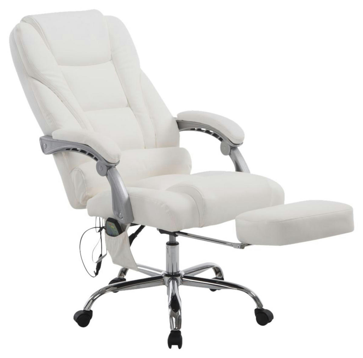 CHEFSESSEL Lederlook weiß - Weiß, Textil/Metall (68/118/64cm) - CLP