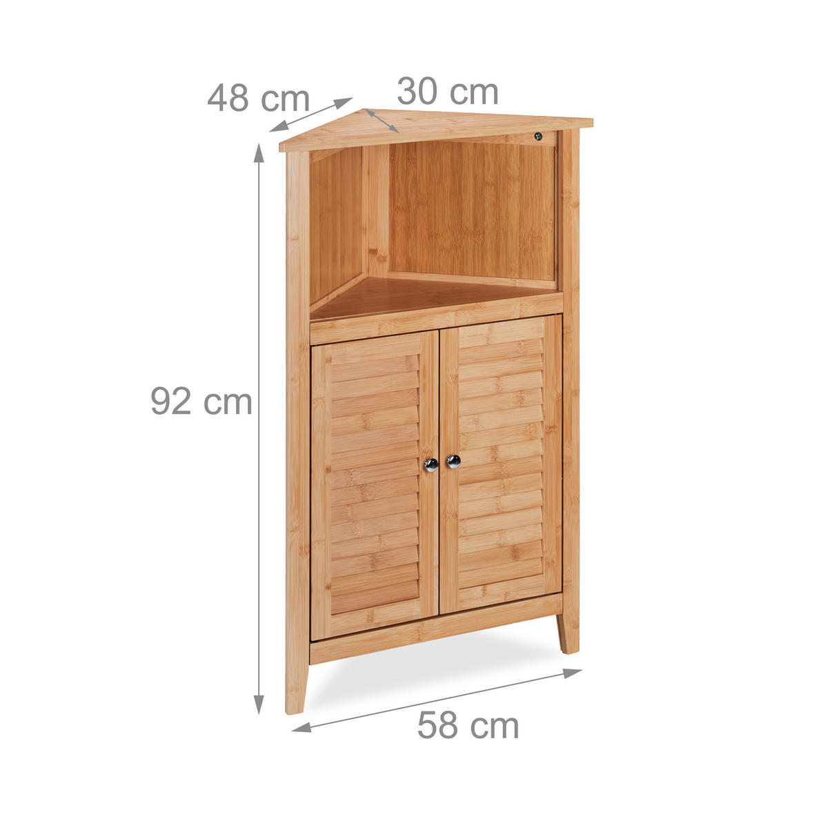 ECKSCHRANK - Hellbraun, Holz/Holzwerkstoff (58/92/30cm) - Relaxdays