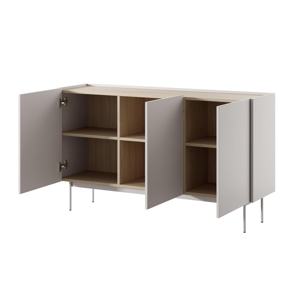 SIDEBOARD COLORE 144/83/37 cm mit 3 Türen Kaschmir - Kaschmir, Holzwerkstoff (144/83/37cm) - MASSENO