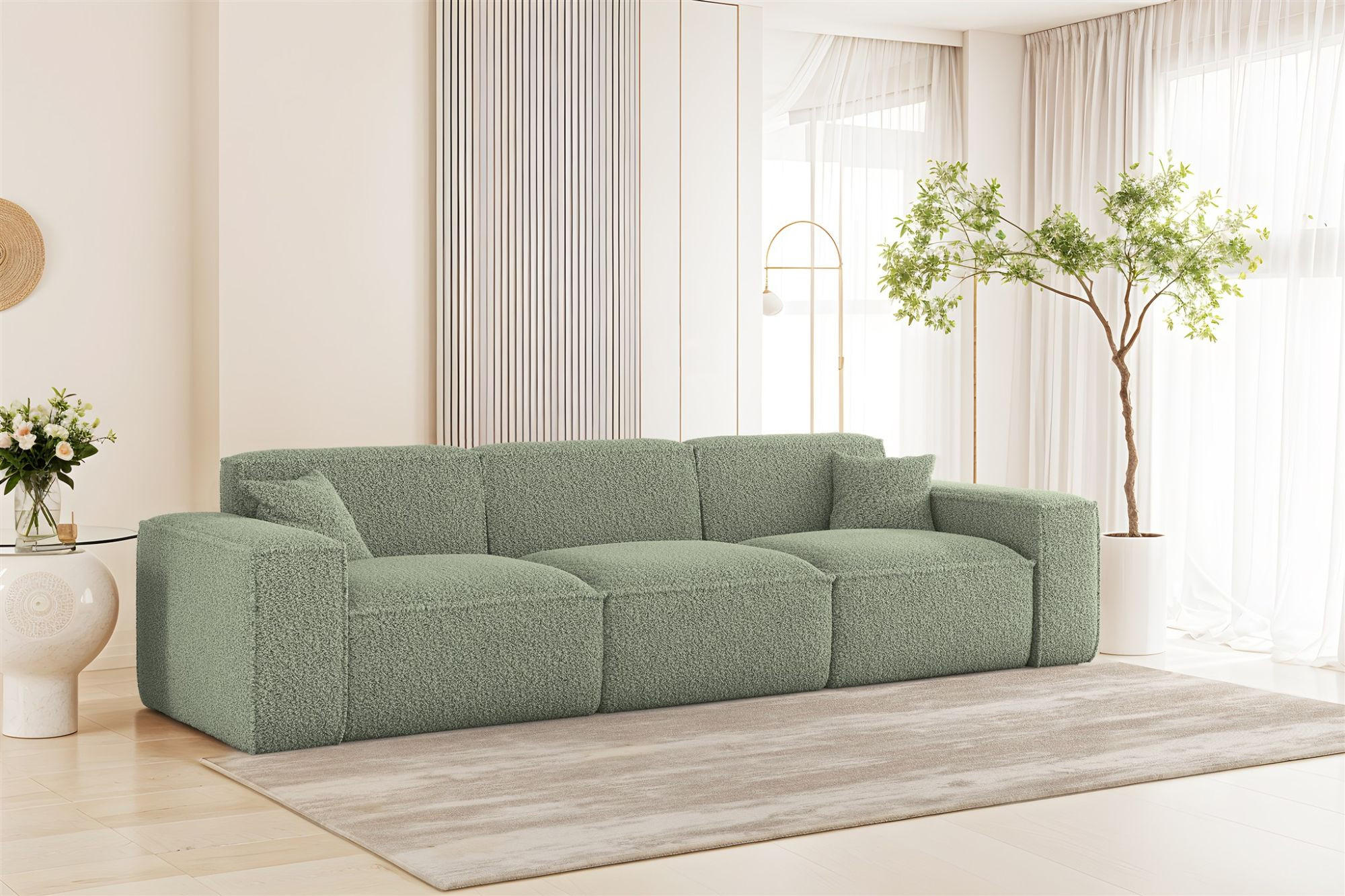 SOFA 3-sitzer Celes Premium In Sven - Grün, Holzwerkstoff/Textil (218/73/90cm) - Fun Möbel