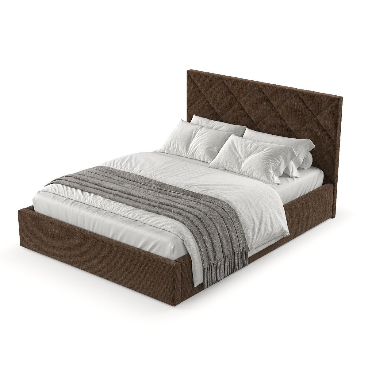 POLSTERBETT Torno 160/200 cm Braun im Inari Stoff - Schwarz/Naturfarben, Holz/Holzwerkstoff (160/200cm) - AltaBeds