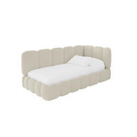 EINZELLBETT Jugendbett mit Bettkasten und Matratze H3/H4, Links - AVRY 80x200 Beige - Champagner, Holzwerkstoff/Textil (80/200cm) - ALTDECOR