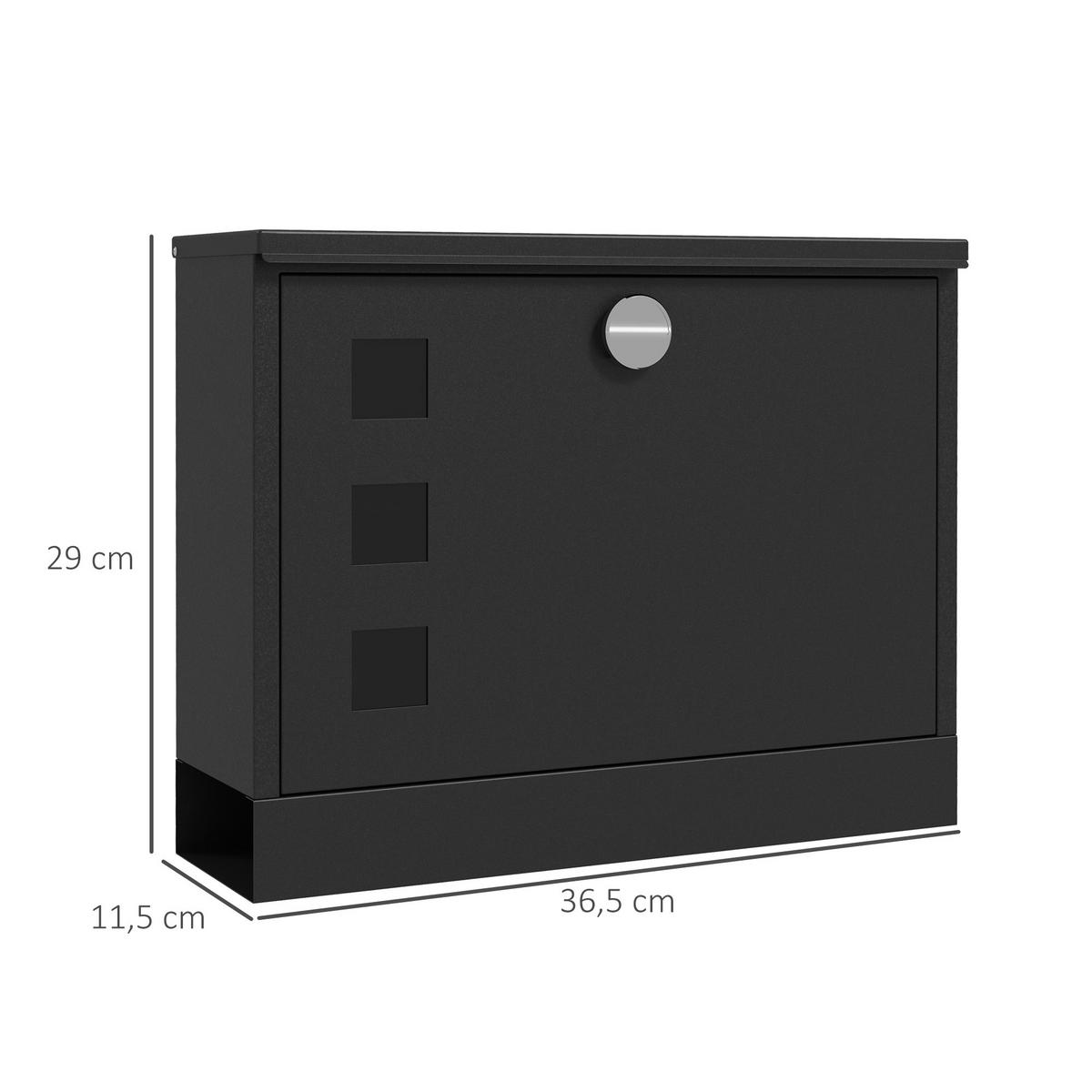 BRIEFKASTEN Metall Schwarz - Schwarz, Metall (11.5/29/36.5cm) - HOMCOM