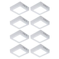 LED DECKENLEUCHTE Aufbau Weiß 8er Set - Weiß, Kunststoff (12/12/3cm)