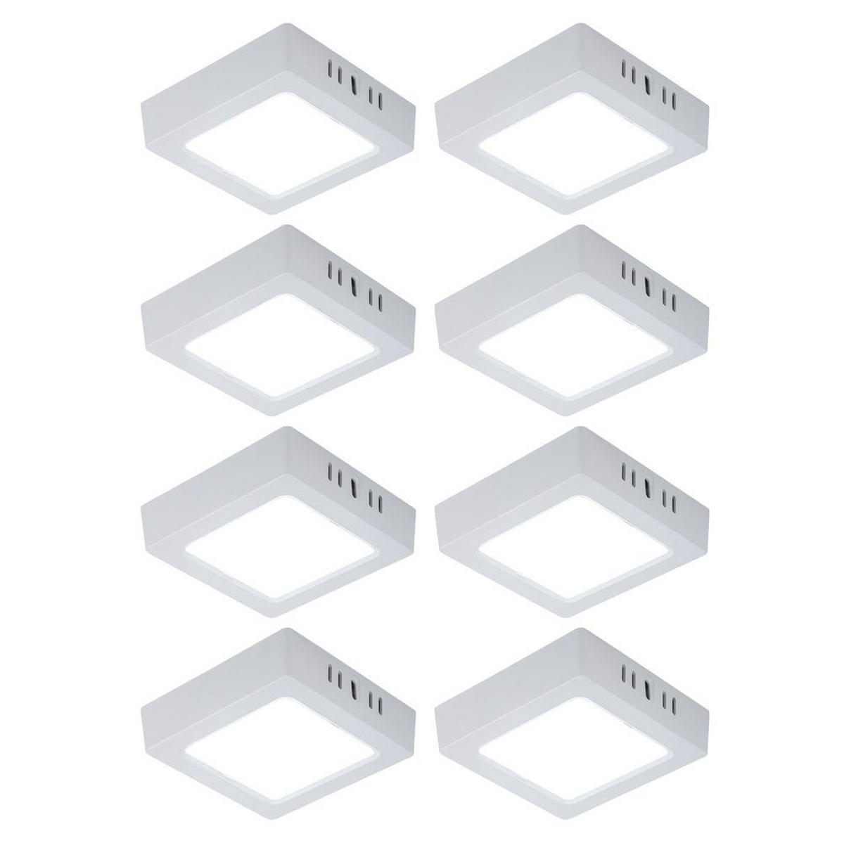 LED DECKENLEUCHTE Aufbau Weiß 8er Set - Weiß, Kunststoff (12/12/3cm)
