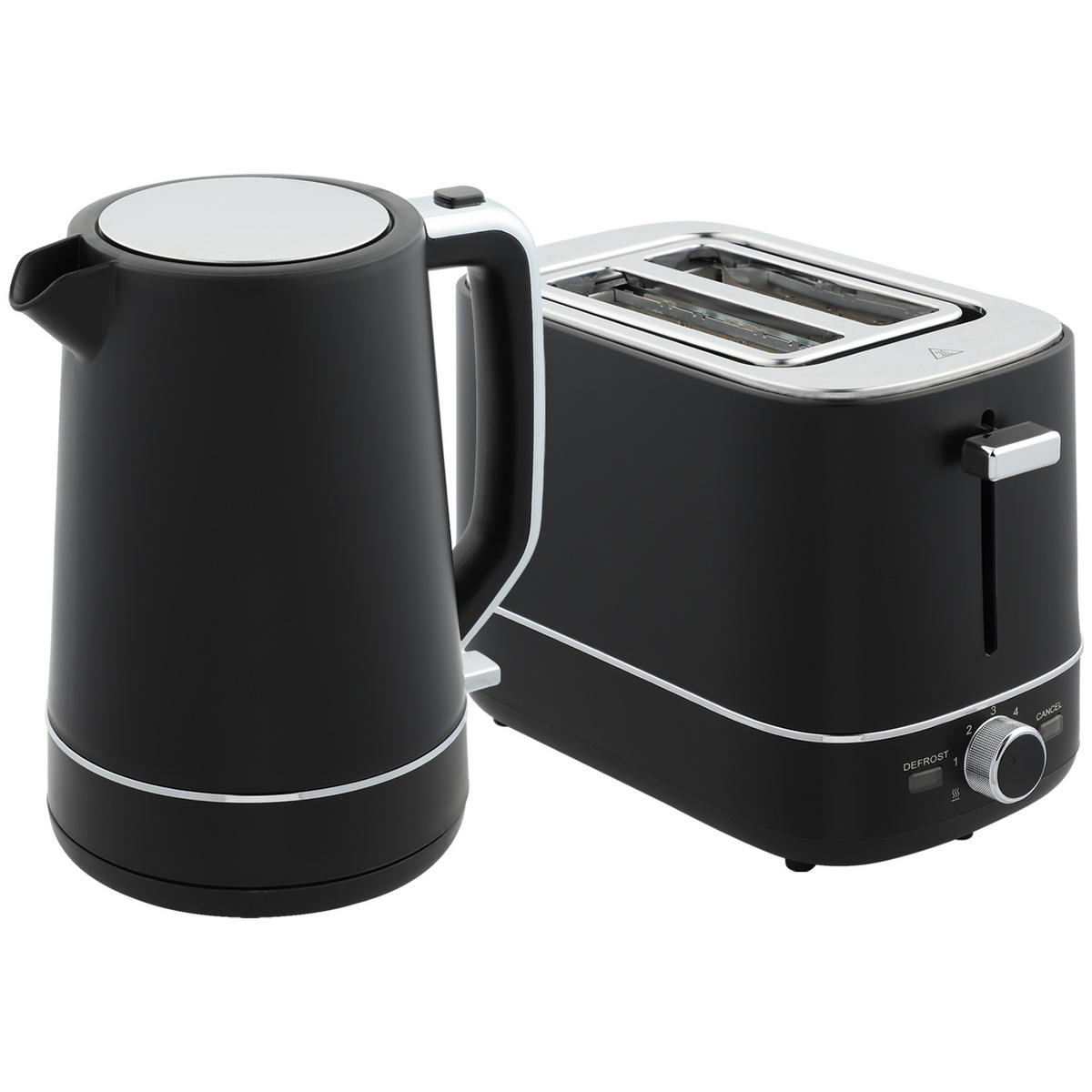 TOASTER mit Wasserkocher DE-07903 Schwarz/Stahl - Schwarz, Metall (16/24.3/21.2cm) - ComfortXL