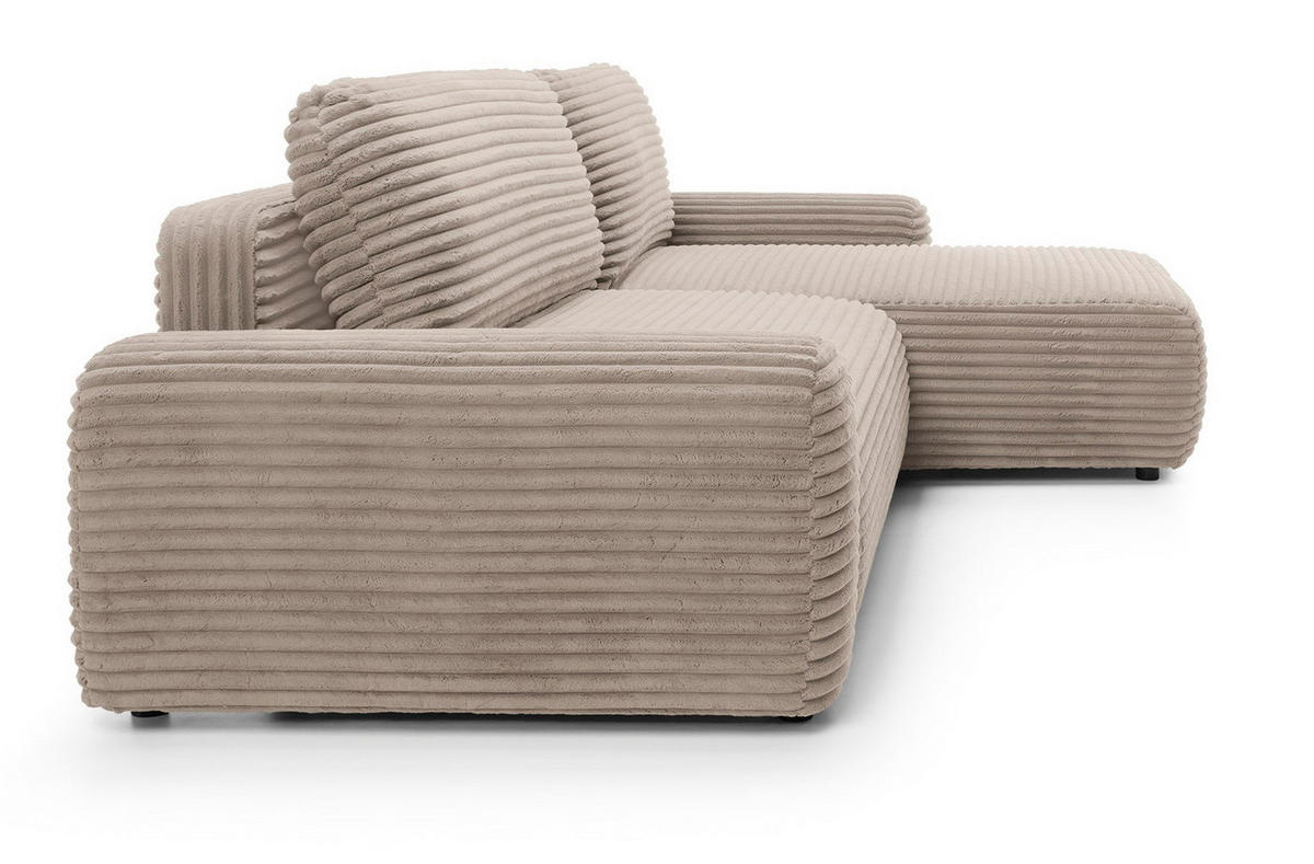ECKSOFA 260 cm Cantara mit Cordstoff, Bettkasten, Rechts, Hellbraun - Hellbraun, Holz (162/264cm) - Emporius