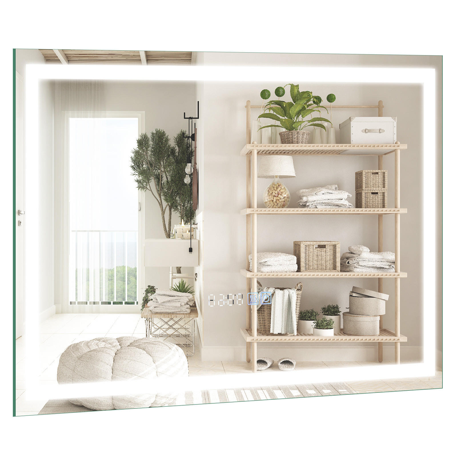 KÚPEĽŇOVÉ ZRKADLO strieborné - strieborná, sklo (40/3.5/60cm) - COSTWAY