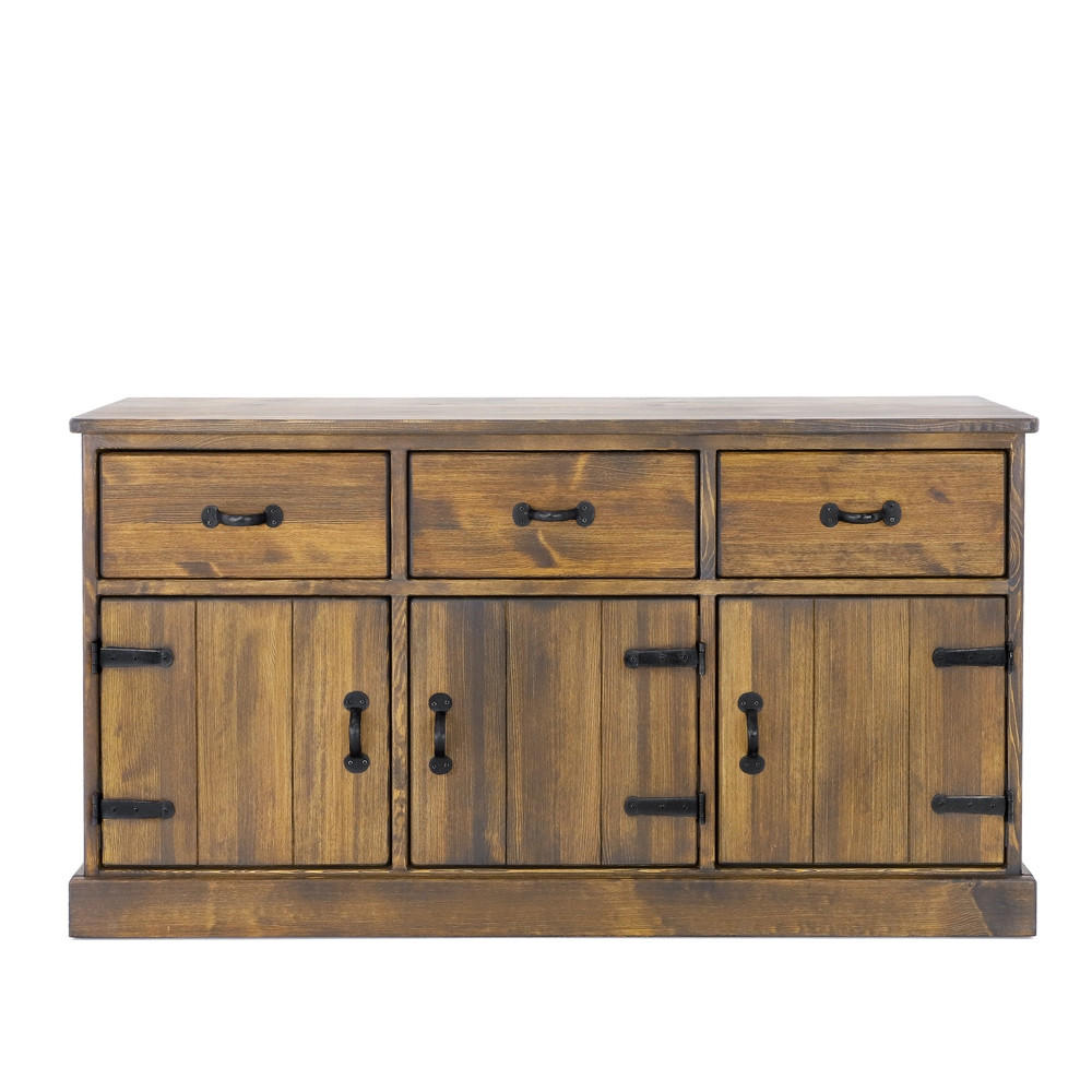 KOMMODE aus Massivholz Rustyk 7/1 - Dunkelbraun/Schwarz, Holz (152/80/46cm) - Seart