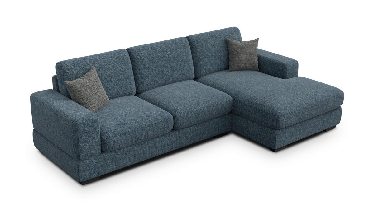 ECKSOFA OTTO 4-Sitzer, marineblau - Blau/Schwarz, Holz/Textil (279/159cm) - Courtois Laville