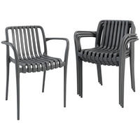 GARTENSTÜHLE 4er Set Kunststoff Dunkelgrau - Dunkelgrau, Kunststoff (55/81.5/58.5cm) - Outsunny