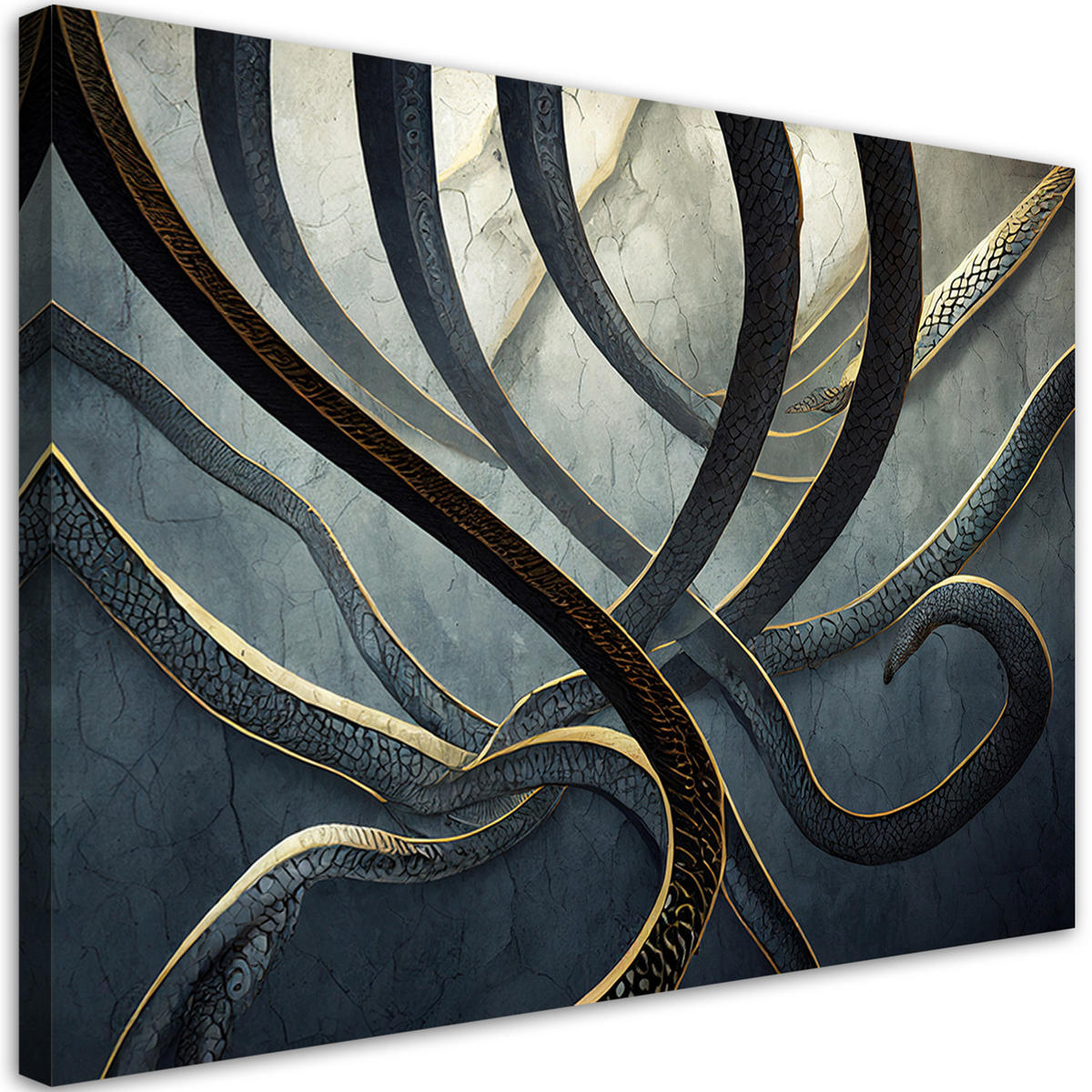 WANDBILD abstrakte schlange - Grau, Textil (60/40cm) - Feeby