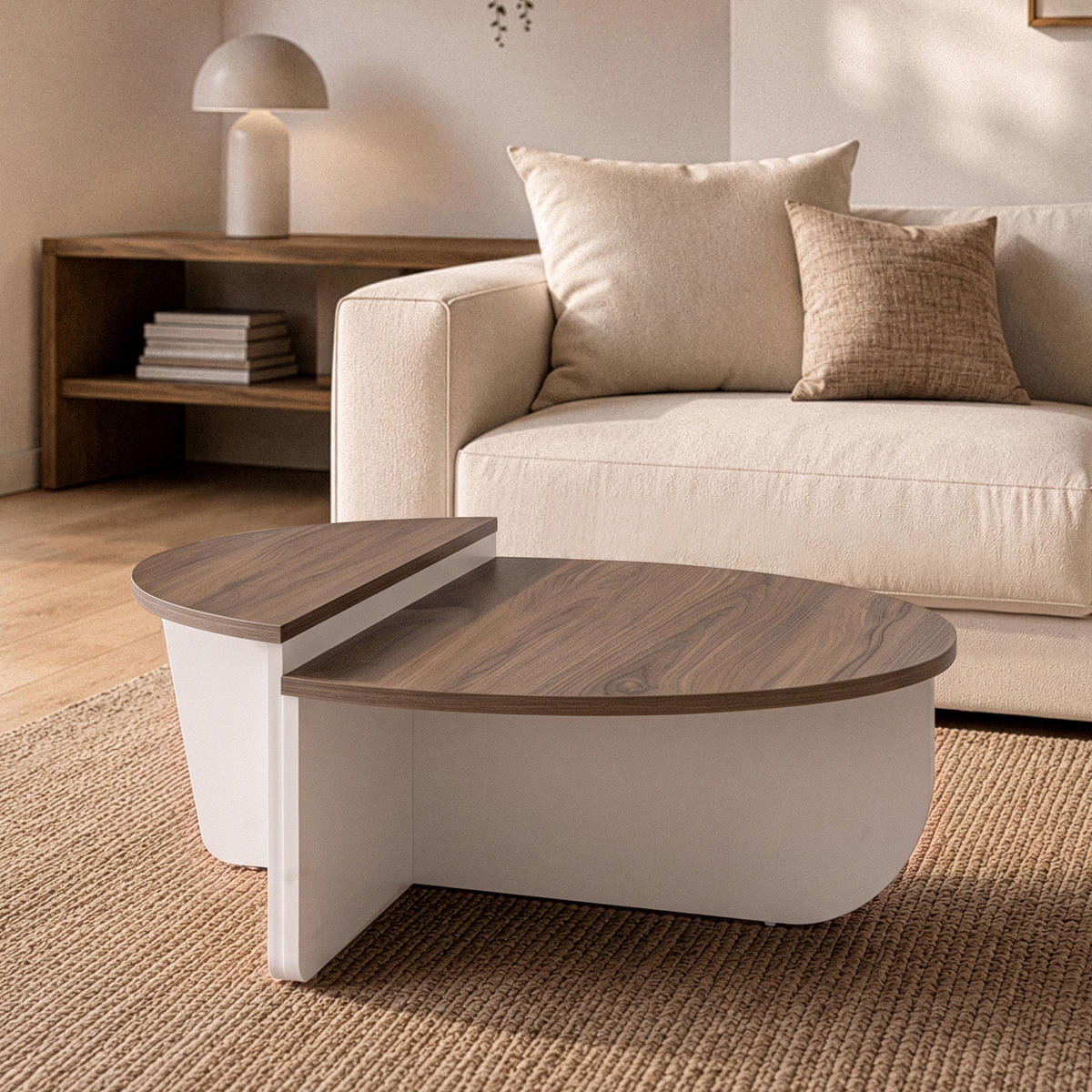 COUCHTISCH (2er-Set) orion 35/90/90 cm - Walnussfarben, Holzwerkstoff (90/90/35cm) - Calicosy