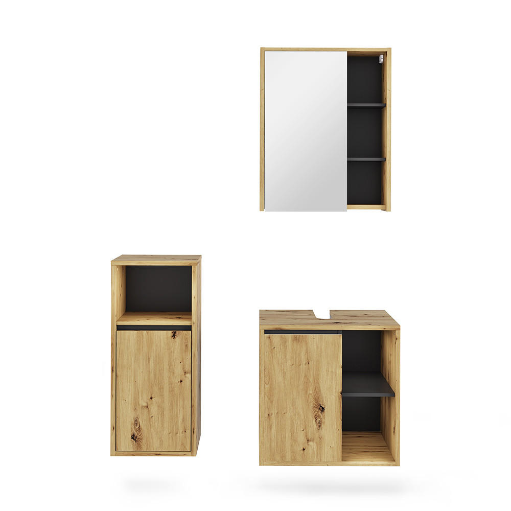 SADA KOUPELNOVÉHO NÁBYTKU Viola Artisan/šedá - šedá/světle šedá, kompozitní dřevo (60/60/45.5cm) - Vicco