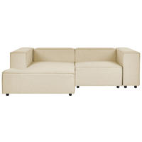2-SITZER-ECKSOFA Leinen beige linksseitig Aprica - Beige/Schwarz, Textil (238/180cm) - Beliani