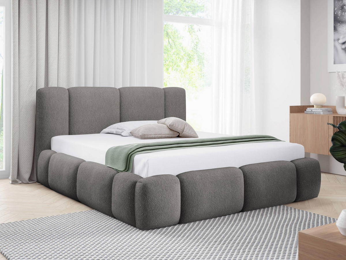 POLSTERBETT Bianco Boucle - Dunkelgrau, Holz/Textil (180/200cm) - MIRJAN24