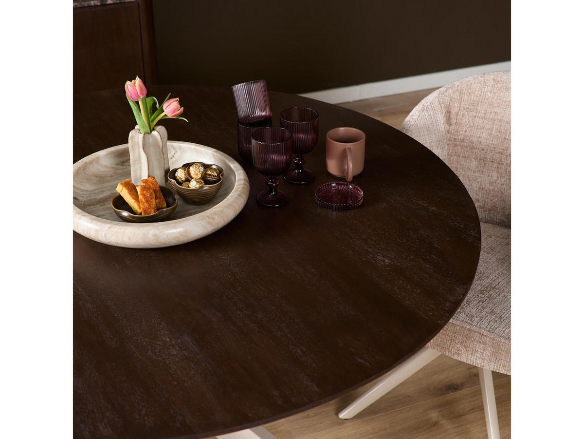 ESSTISCH Dimora -Sand Durchmesser 130 cm Sand - Sandfarben, Holz (130/130/76cm) - Villa Möbel