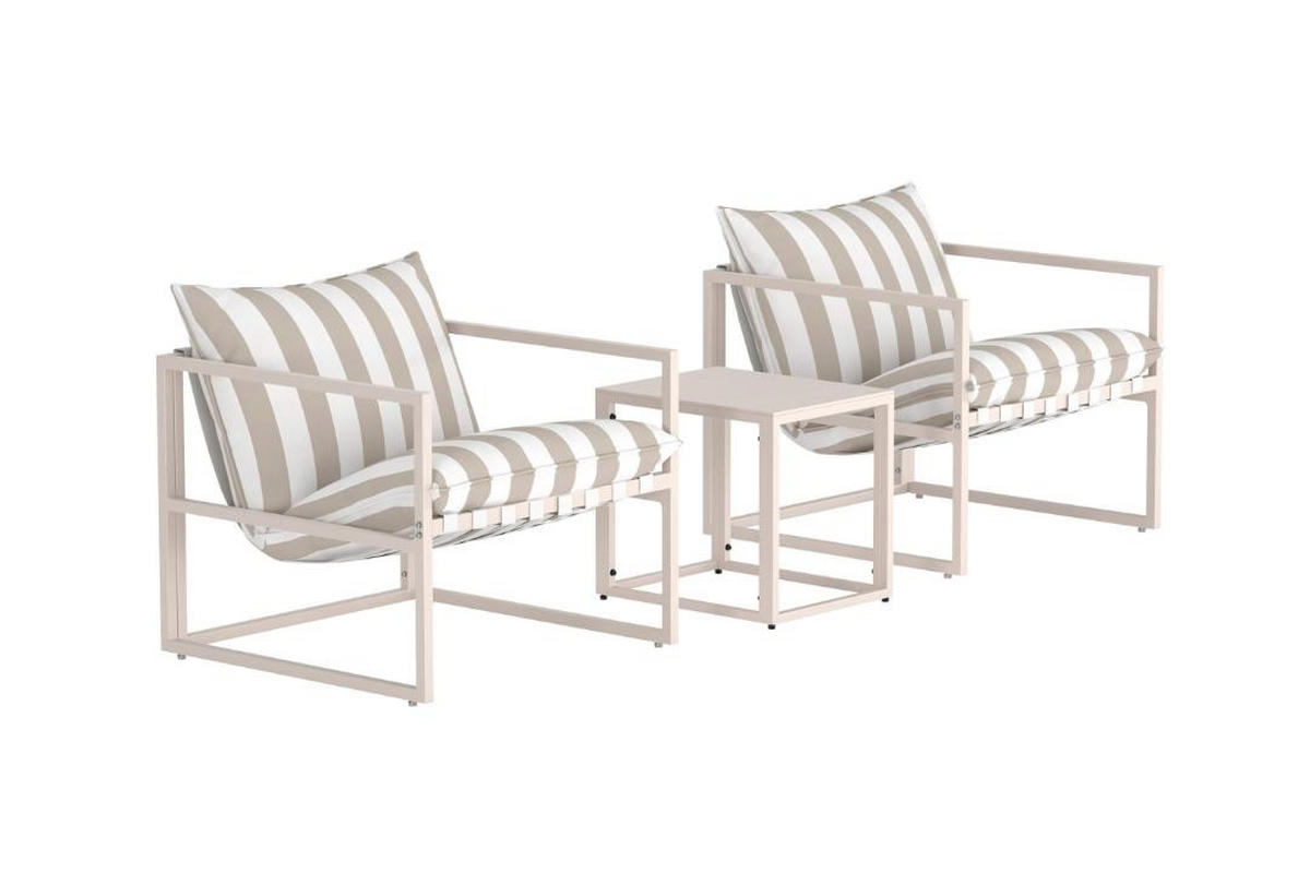 LOUNGE-SET, Messina, Beige, Stahl, 40 x 50 x 45 cm, 3-teilig - Beige, Metall - ebuy24