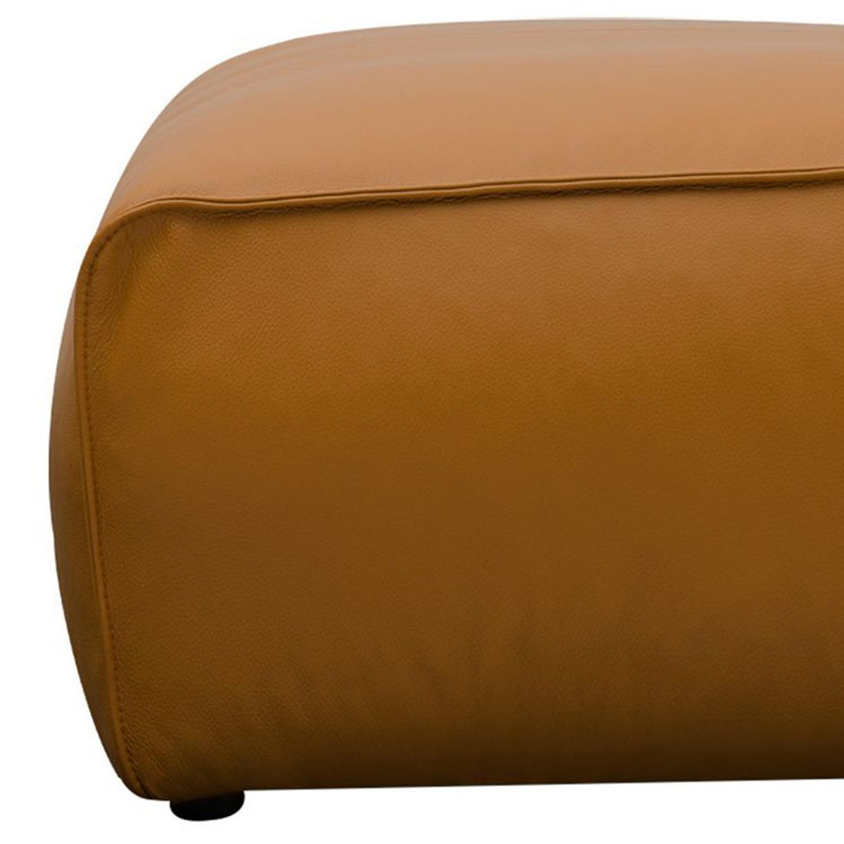 POLSTERHOCKER - Cognac/Schwarz, Leder/Kunststoff (81/38/100cm) - home24