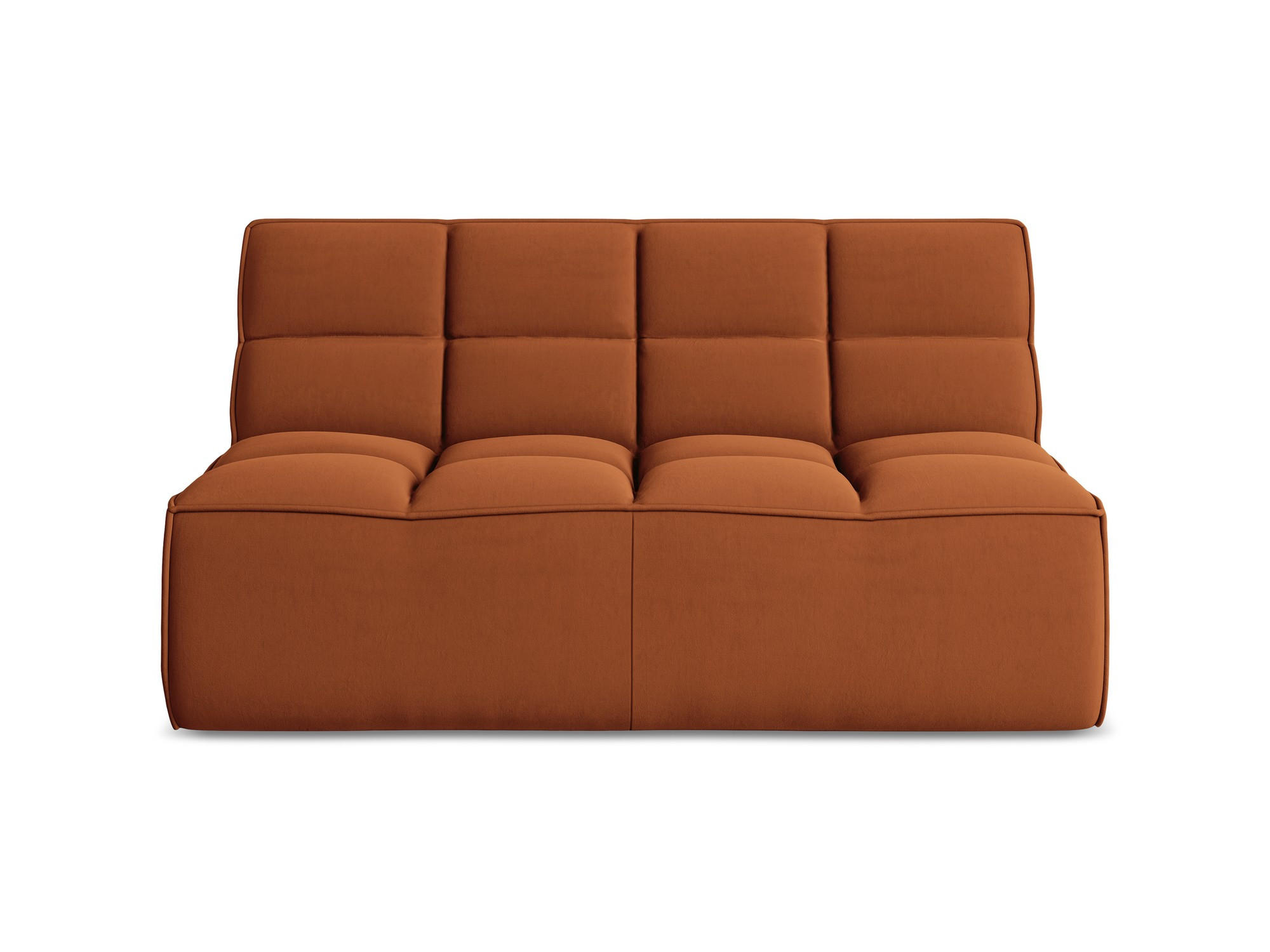 2-SITZER-SOFA Samt Stoff Orange - Terra cotta/Schwarz, Kunststoff/Textil (160/75/93cm) - Makamii