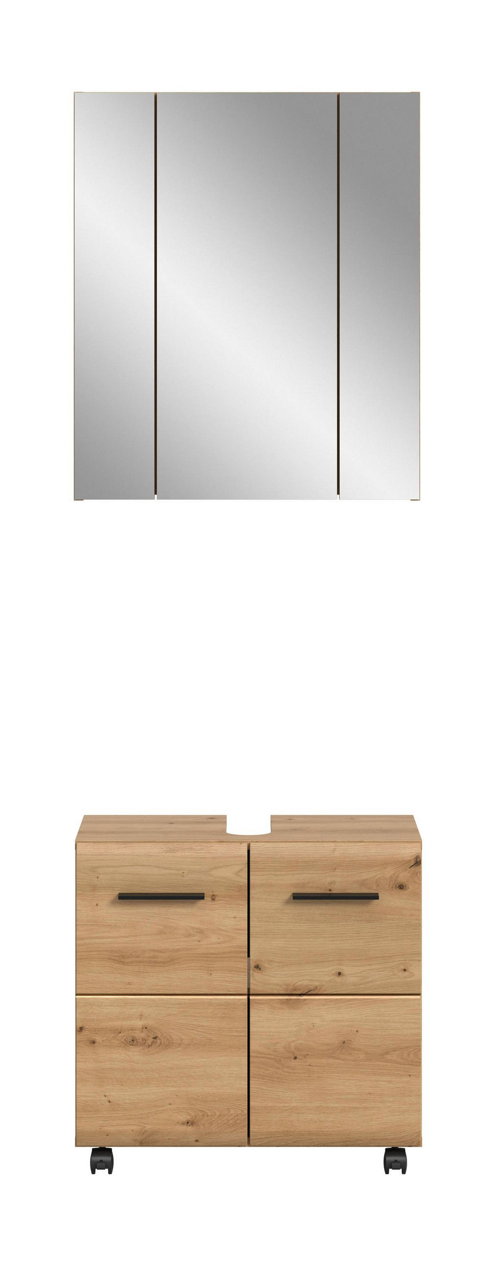 BAD-SET auf Rollen ICE 3-tlg. (B/H/T: ca. 60/185/30 cm) in Artisan Oak Nachbildung/Artisan Oak Nachbildung - Eiche Artisan, Holzwerkstoff (60/185/30cm)