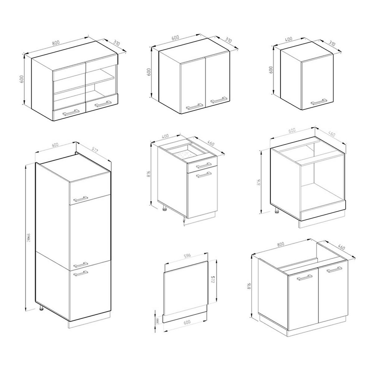 KÜCHENZEILE R-Line Sonoma/Weiß 300 cm, AP Eiche - Weiß/Sonoma Eiche, Holzwerkstoff (300/81.6/60cm) - Vicco