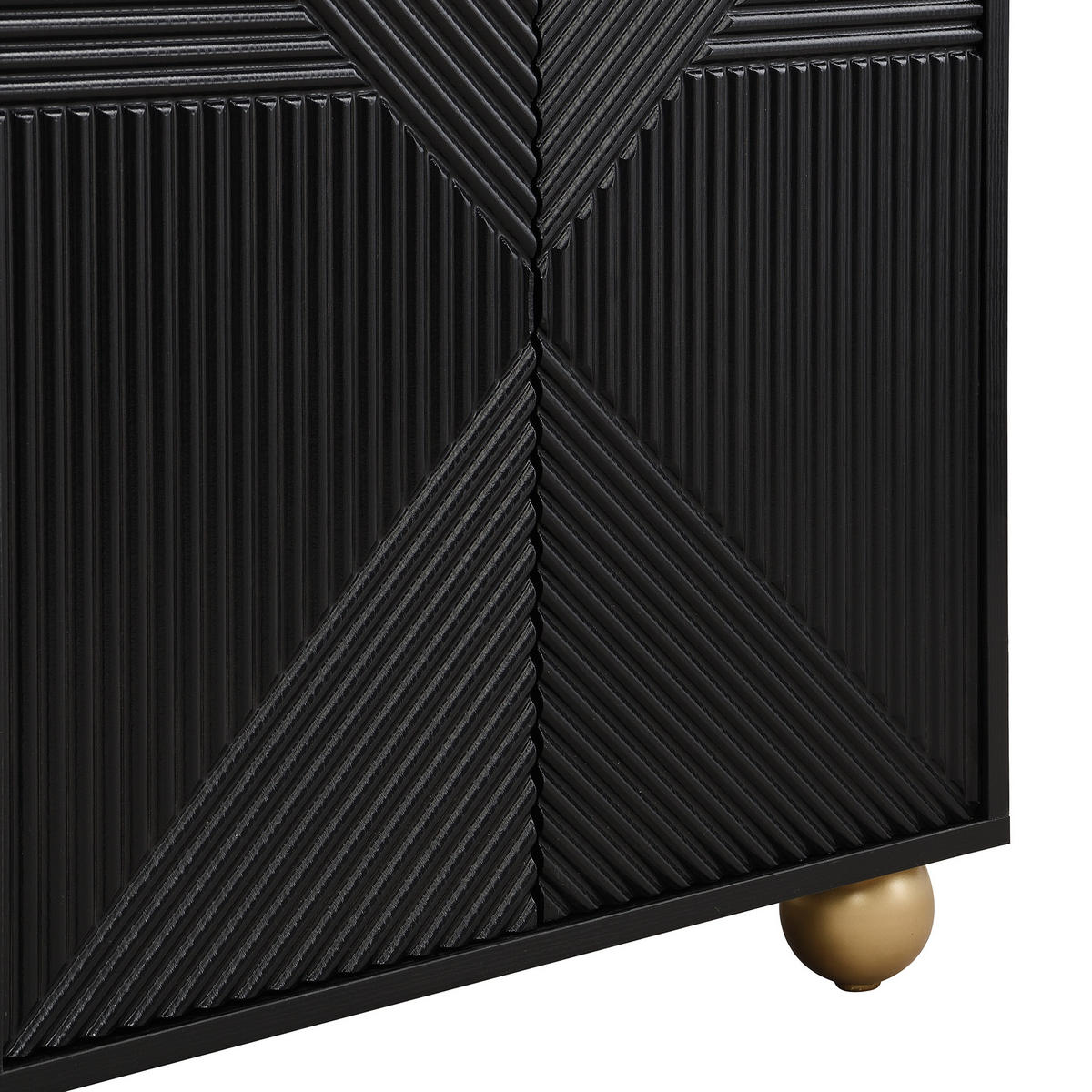 KUCHYŇSKÁ SKŘÍŇ černá, kulovité nohy, do obývacího pokoje a ložnice, 120×35×71,5 cm - černá/zlatá, kov/kompozitní dřevo (120/71.5/35cm) - STILVORA