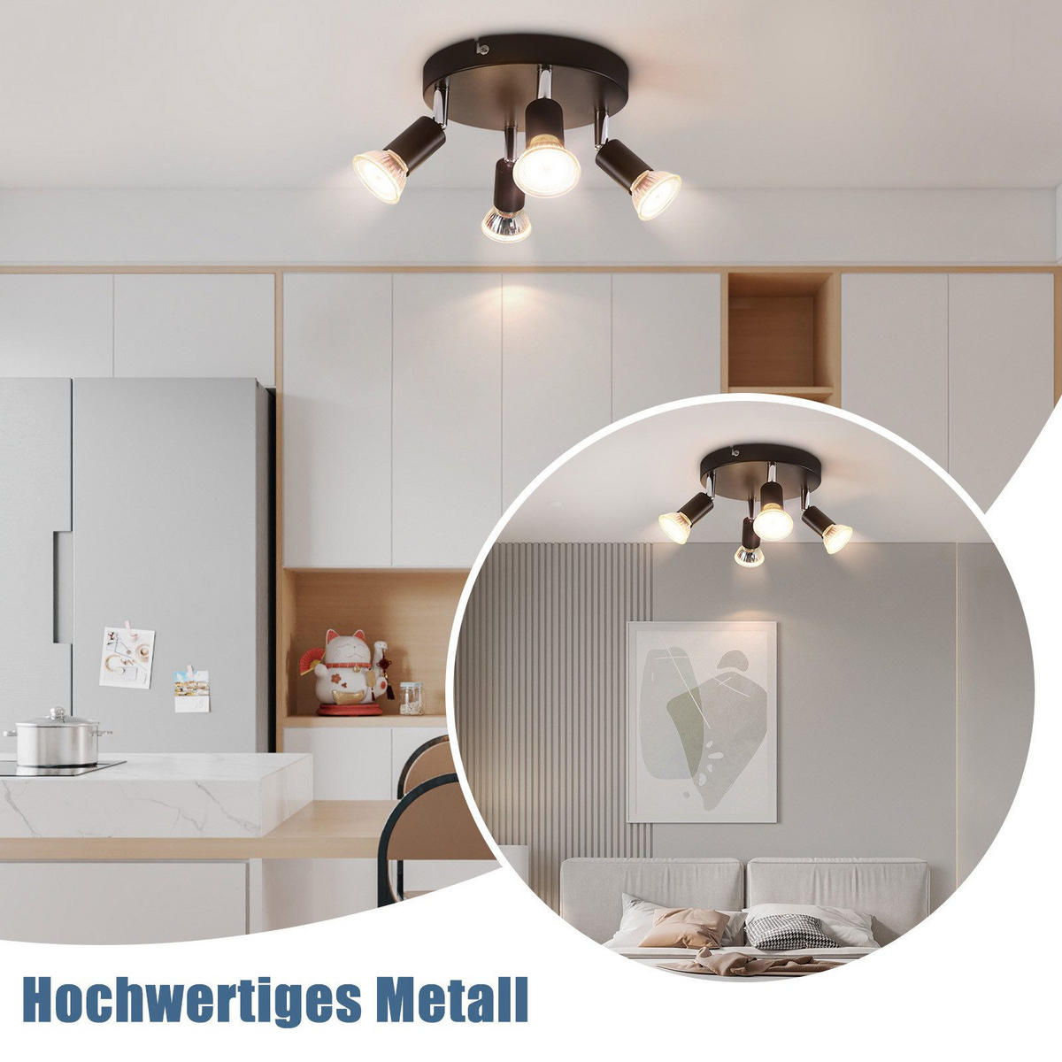 STRAHLER Birtha 4-flammig 18/18/11 cm - Schwarz, Metall (18/18/11cm) - Nettlife