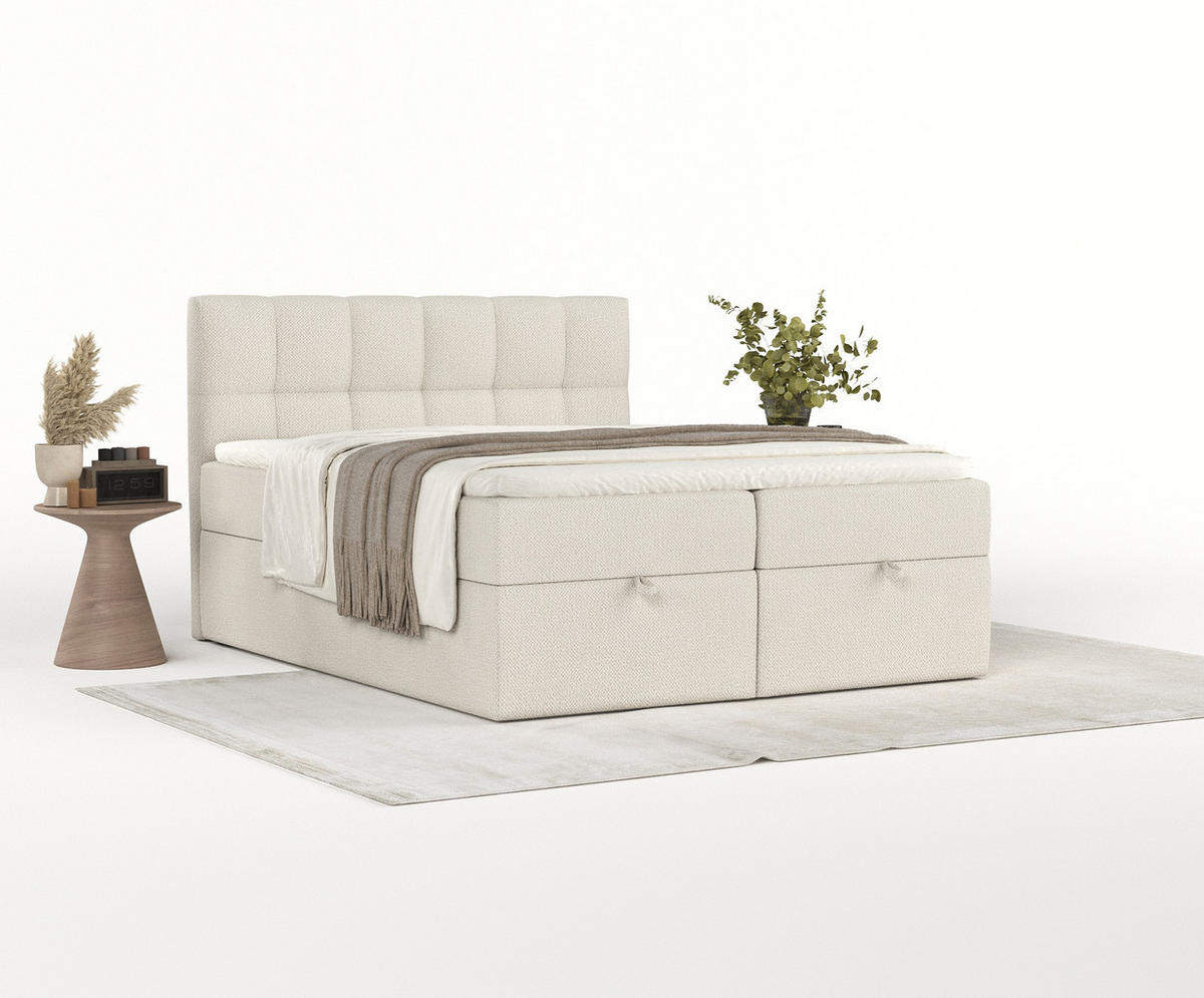 BOXBETT Shay Beige 160/200 cm - Beige/Schwarz, Holz/Holzwerkstoff (160/200cm) - Maison de Reve