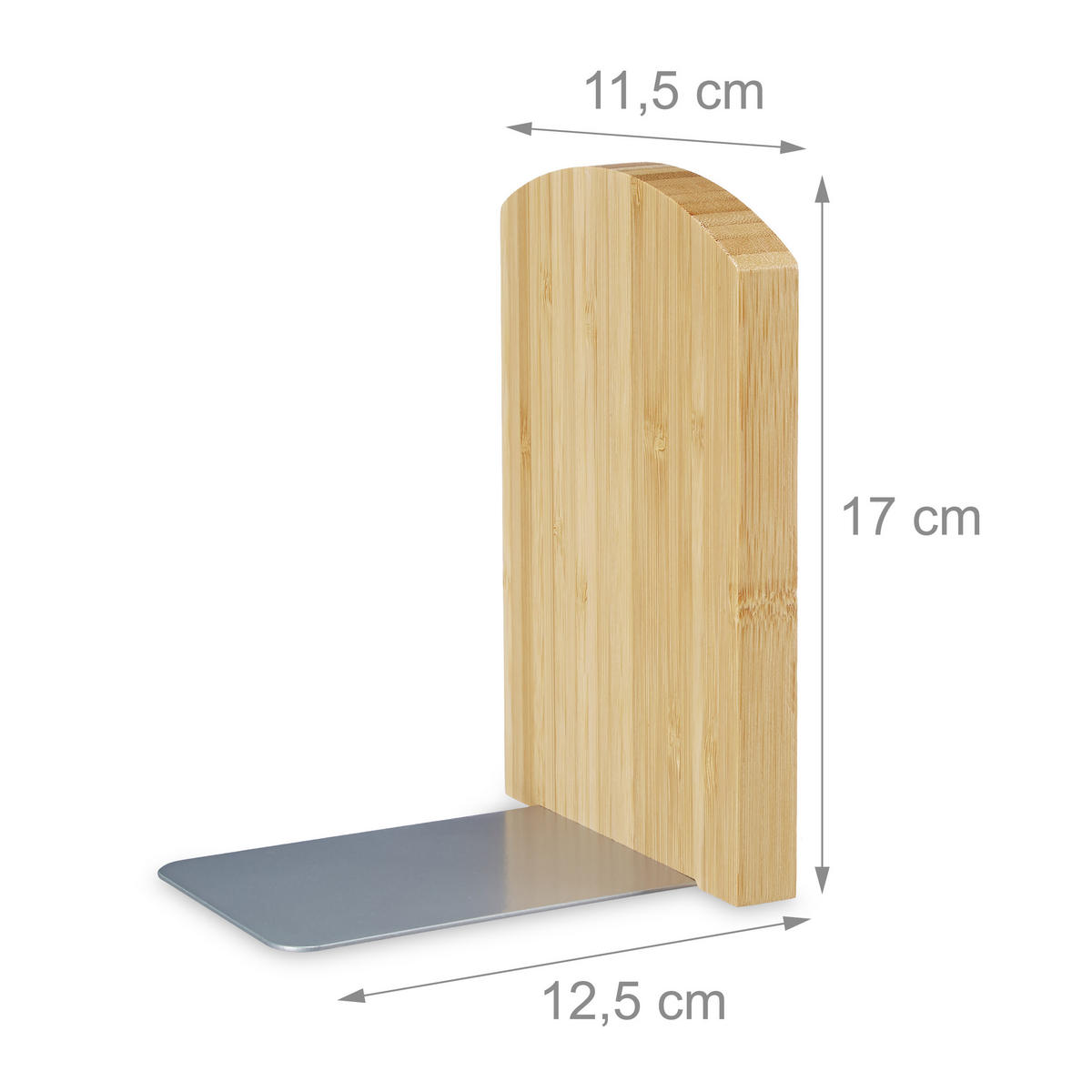 2-DIELNA knižná opora - svetlohnedá, kov/drevo (11.5/17/12.5cm) - Relaxdays