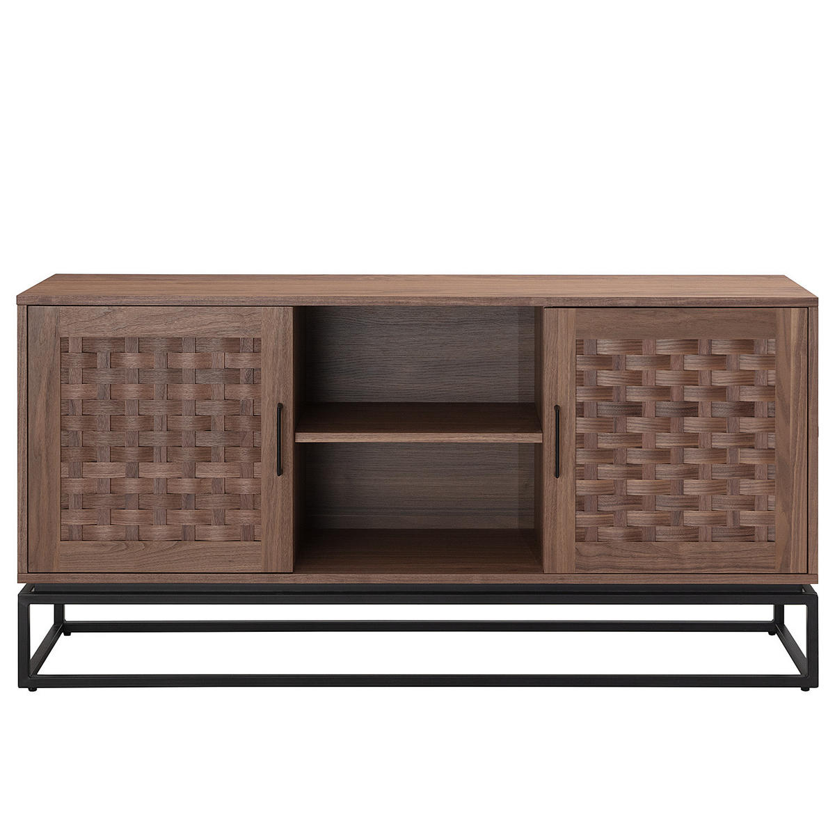 SIDEBOARD mit 2 Türen - Holzwerkstoff / Metall - Schwarz/Braun, Holzwerkstoff/Metall (150/75/40cm) - home24