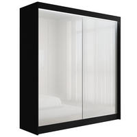 KLEIDERSCHRANK PEKA mit LED - 200 cm - Schwarz|Weiß - Schwarz/Weiß, Holzwerkstoff (200/215/61cm) - ALTDECOR