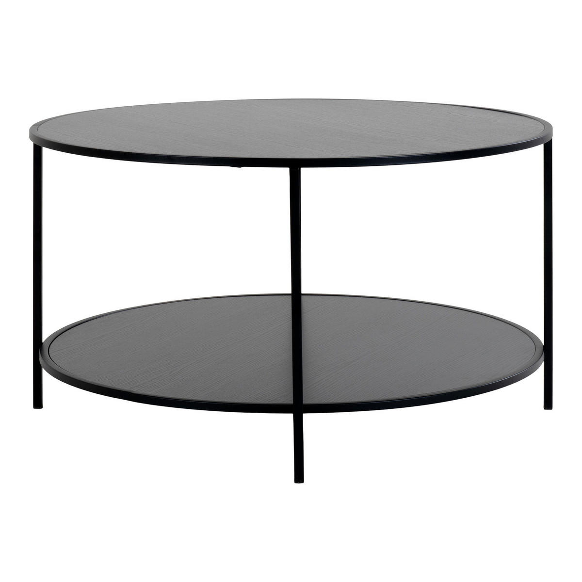 COUCHTISCH Vita Stahl, Spanplatte, Melaminfolie Schwarz - Schwarz, Metall (80/80/45cm) - tinkaro