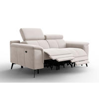 SOFA RELAX FIERO 2-Sitzer, Beiger Veloursstoff - Beige/Schwarz, Holz/Textil (170/82/103cm) - Courtois Laville