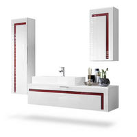 BADMÖBELSET Aloha Absetzungen in Bordeaux Hochglanz - Bordeaux, Holzwerkstoff (210/185/51cm) - Vladon