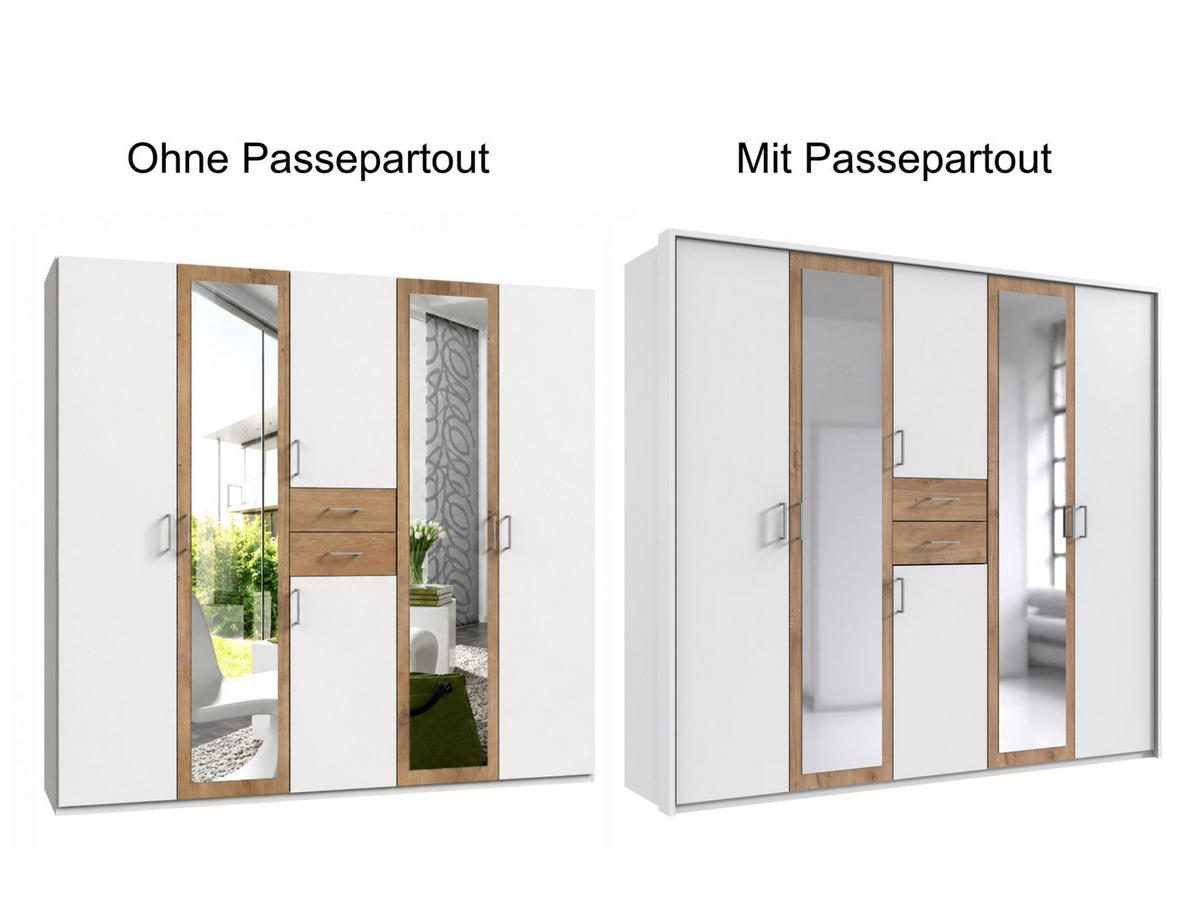 PASSEPARTOUTRAHMEN zum Kleiderschrank 22590&22591, B228/H211/T58 cm, Abschlussrahmen in Weiß / 22590-01 - Weiß, Holzwerkstoff (228/211/12cm) - luma-home