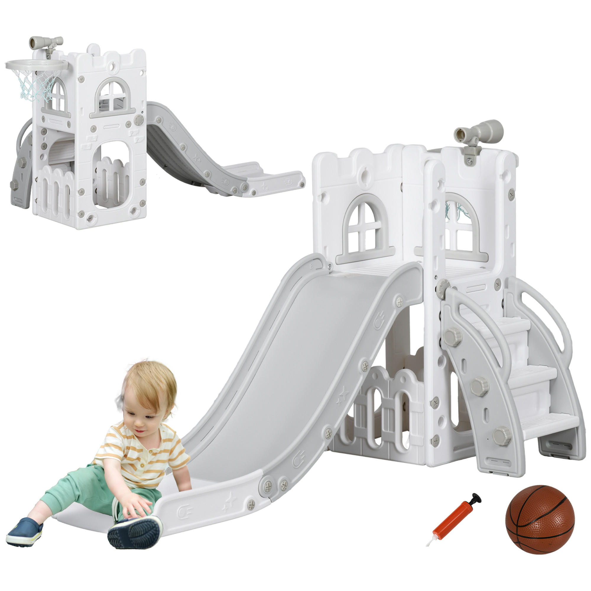 KINDERRUTSCHE DE-09338 Grau - Grau, Kunststoff (70/92/177cm) - ComfortXL