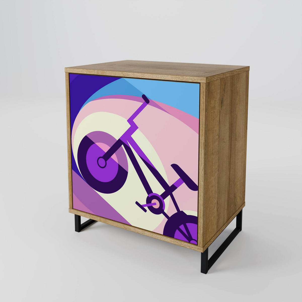 SIDEBOARD BIKE DREAMS, Eichefarben, 57,5x42x57,5 cm, Ohne Füße - Eichefarben/Multicolor, Holzwerkstoff (57.5/57.5/42cm) - SpaceRebels