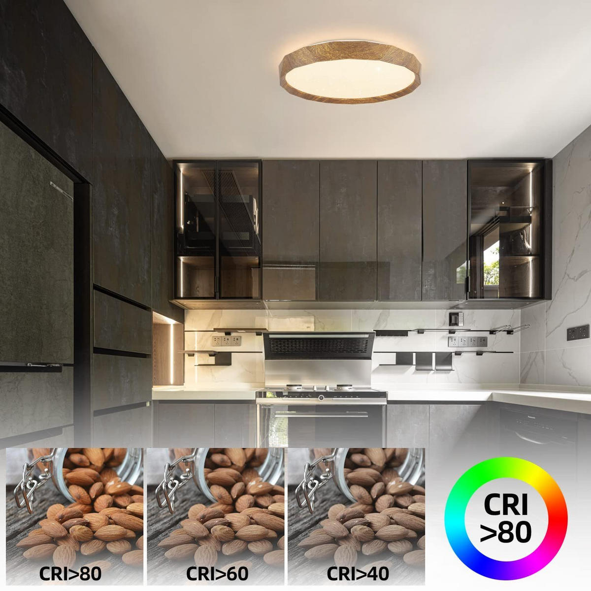 LED-DECKENLEUCHTE Tobias 40/40/7 cm - Nussbaumfarben, Metall (40/40/7cm) - Nettlife
