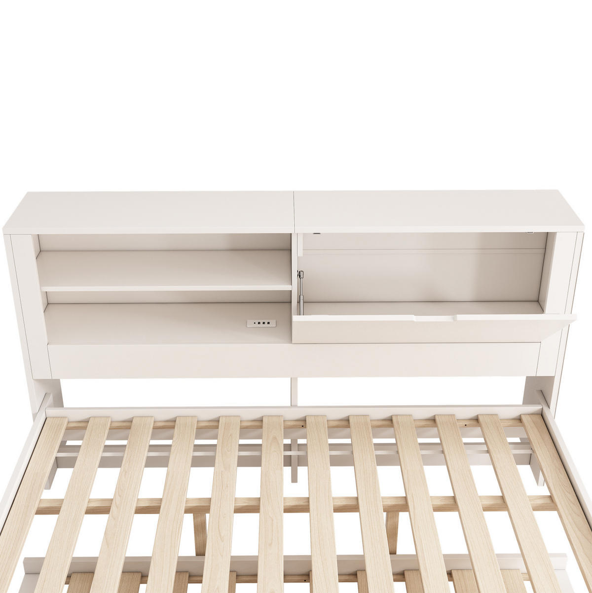POLSTERBETT 140x190 cm in Weiß mit Ausziehbett & USB-Ladestation - Weiß, Holzwerkstoff (140/190cm) - Modfu